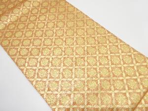 斜め格子に花模様織り出し　袋帯